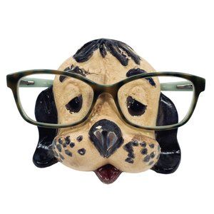 Vintage Ayner Eyeglass Holder Sleepy Eyed Dog Painted Plaster 70s MCM Kitsch